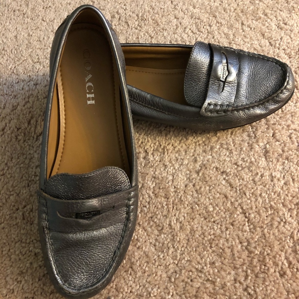 Silver Coach Loafers size 8.5